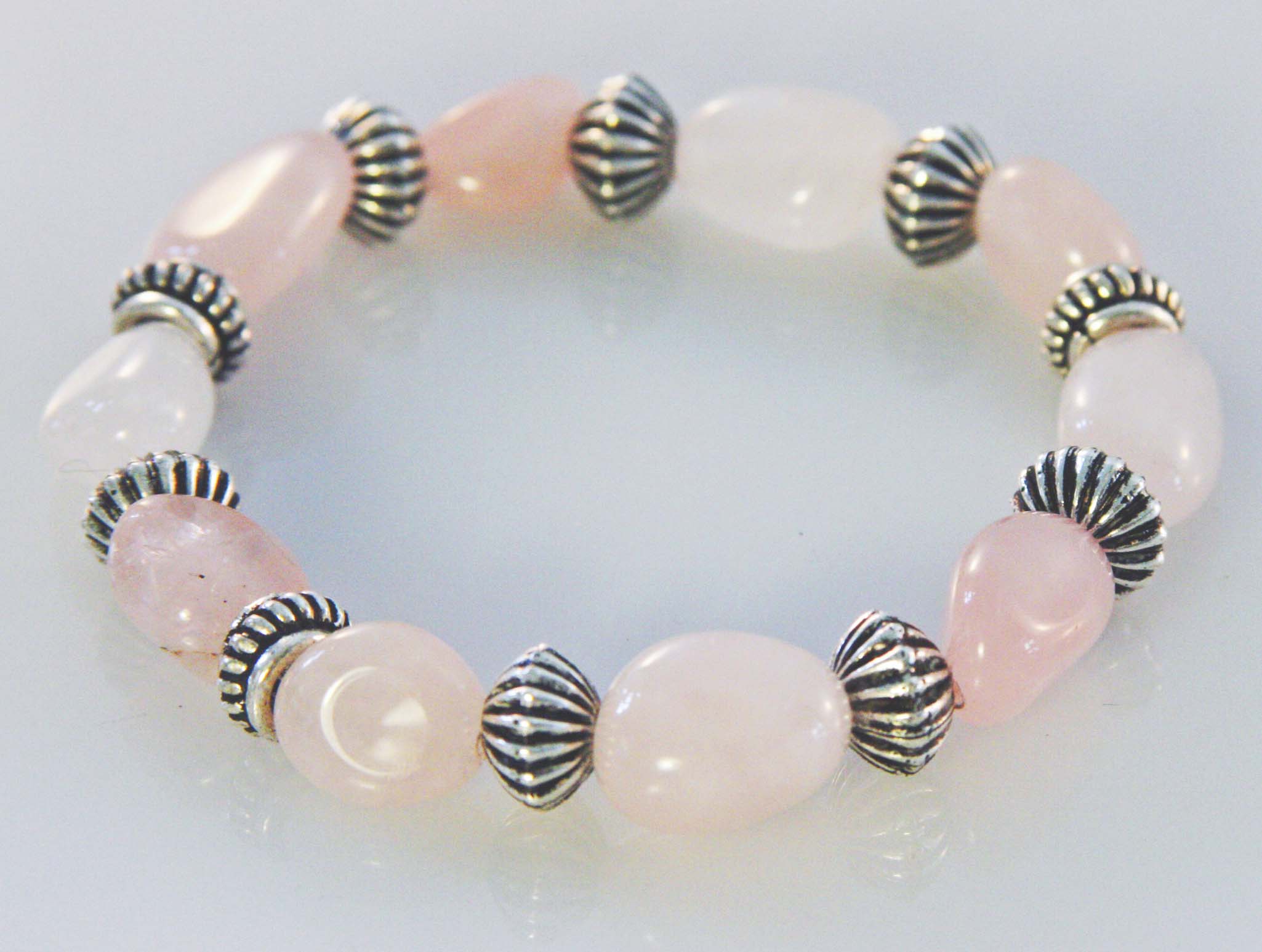 Rose Quartz & Silver Stretch Bracelet