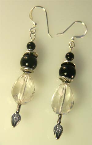 Crystal Teardrops with Onyx Earrings