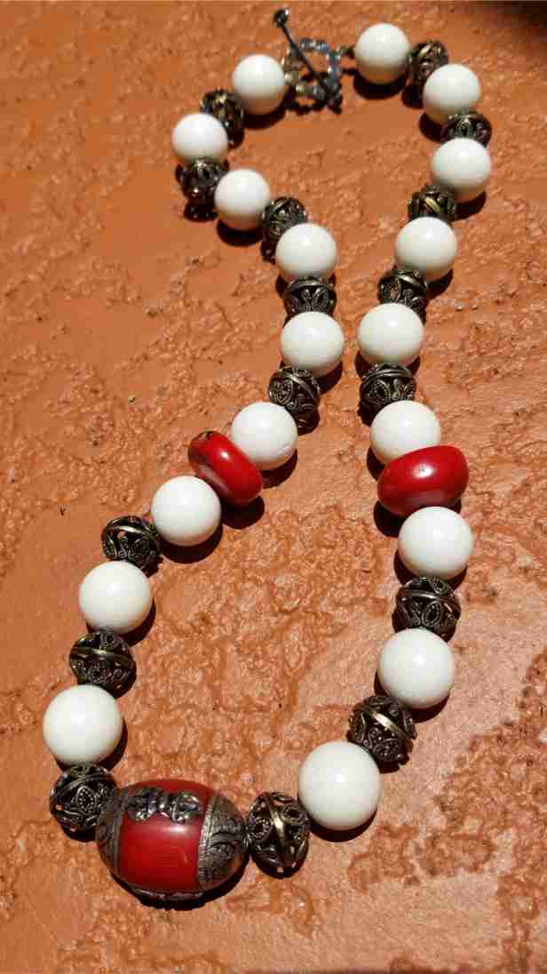 Red and White Sizzler Bali Necklace