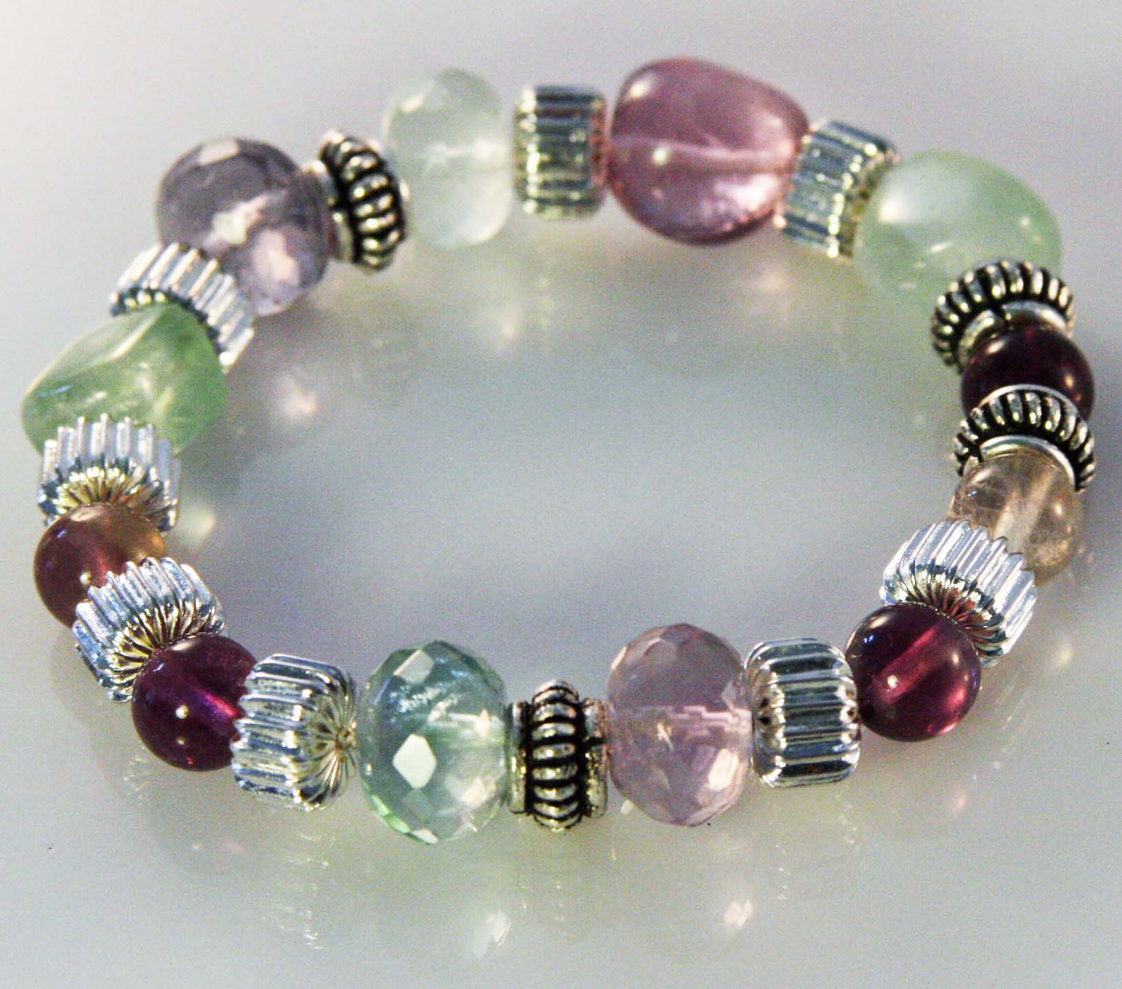 Fluorite & Silver Stretech Bracelet