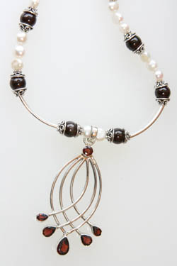 Passion Pearl  Garnet Necklace